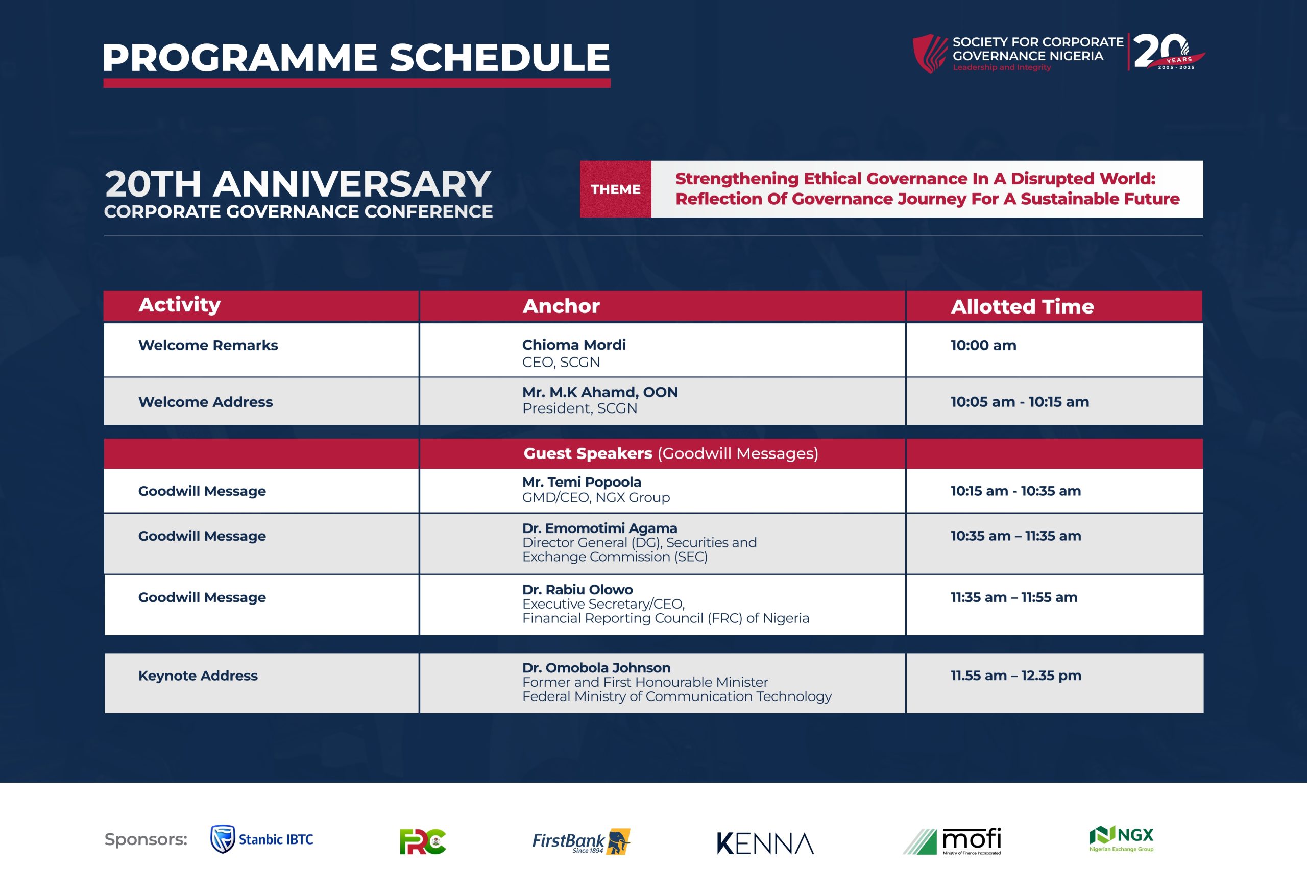 Programme Schedule A