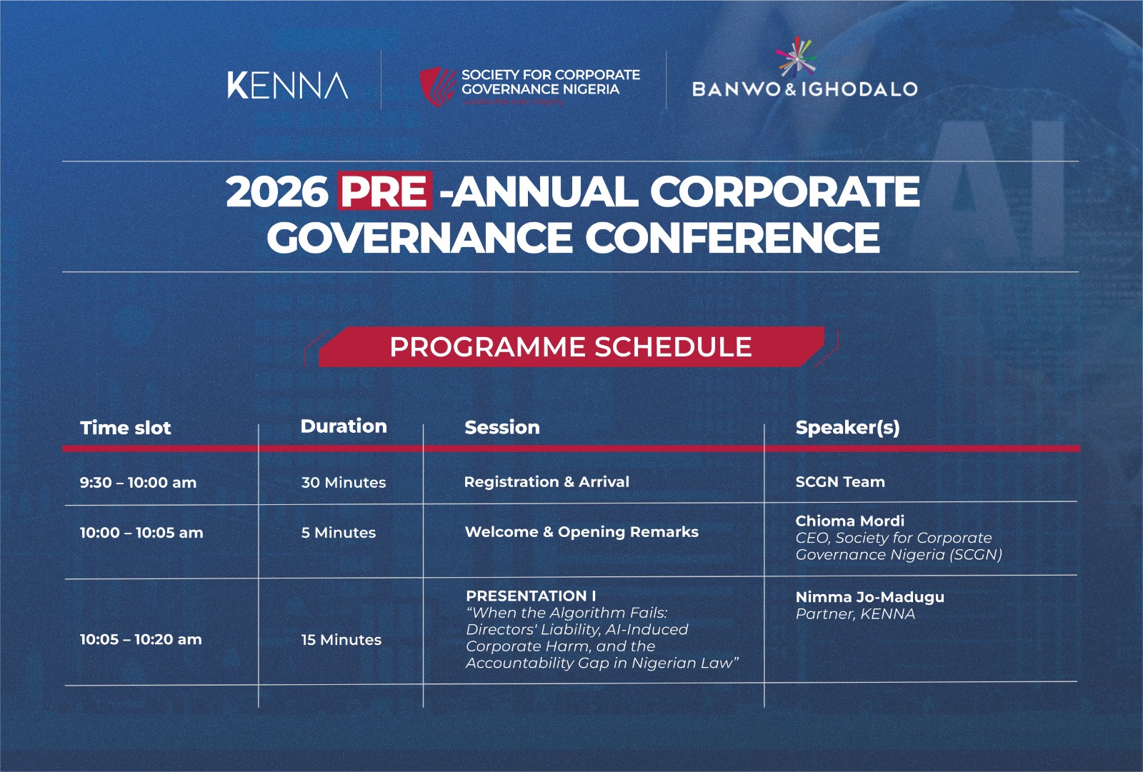New Pre-conference Schedule 1